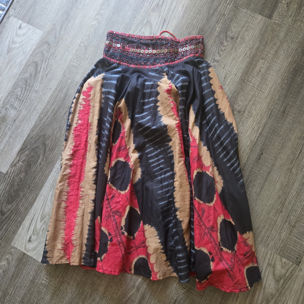 Sandy Starkman Y2k Bohemian Black and Red Skirt Sz Small